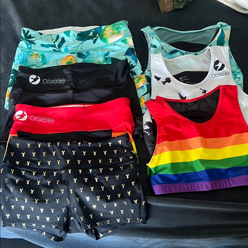 4x Oiselle Spando Shorts 3x Matching Race Crop